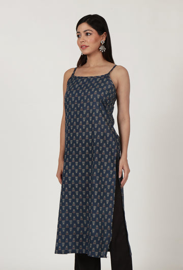 Ajrakh Printed blue Color Cotton Slip